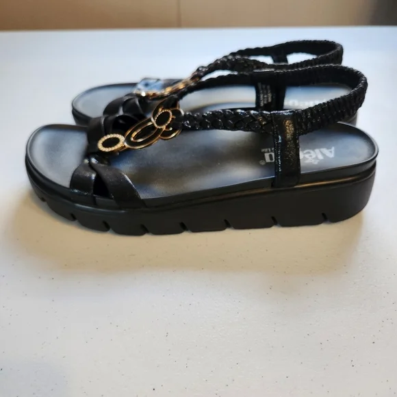 Alegria PG Lite Shoes ROZ Black ROZ-101 Size 39 9 Open Toe Wedge Sandals - Picture 4 of 10